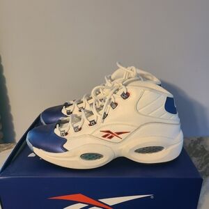 Reebok Kids White and Blue High-Top Sneakers